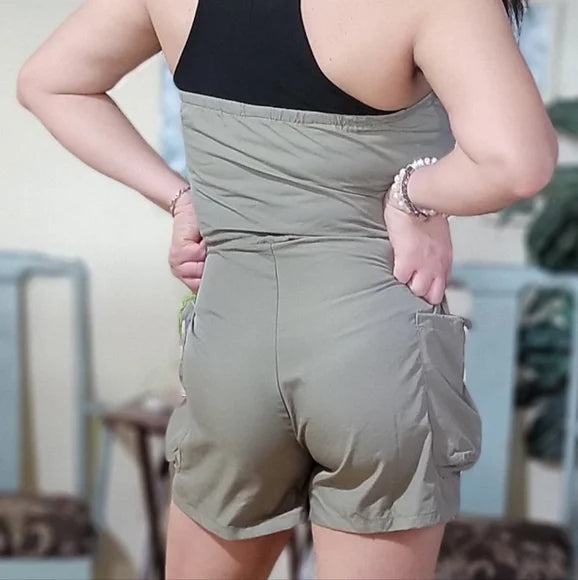 Fashion Nova Olive green utility romper